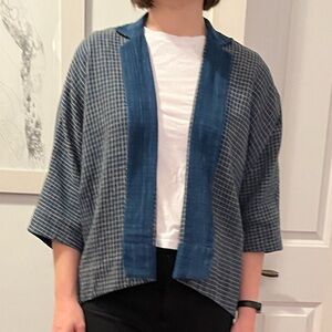 Maiwa Blue and White Checkered Blazer